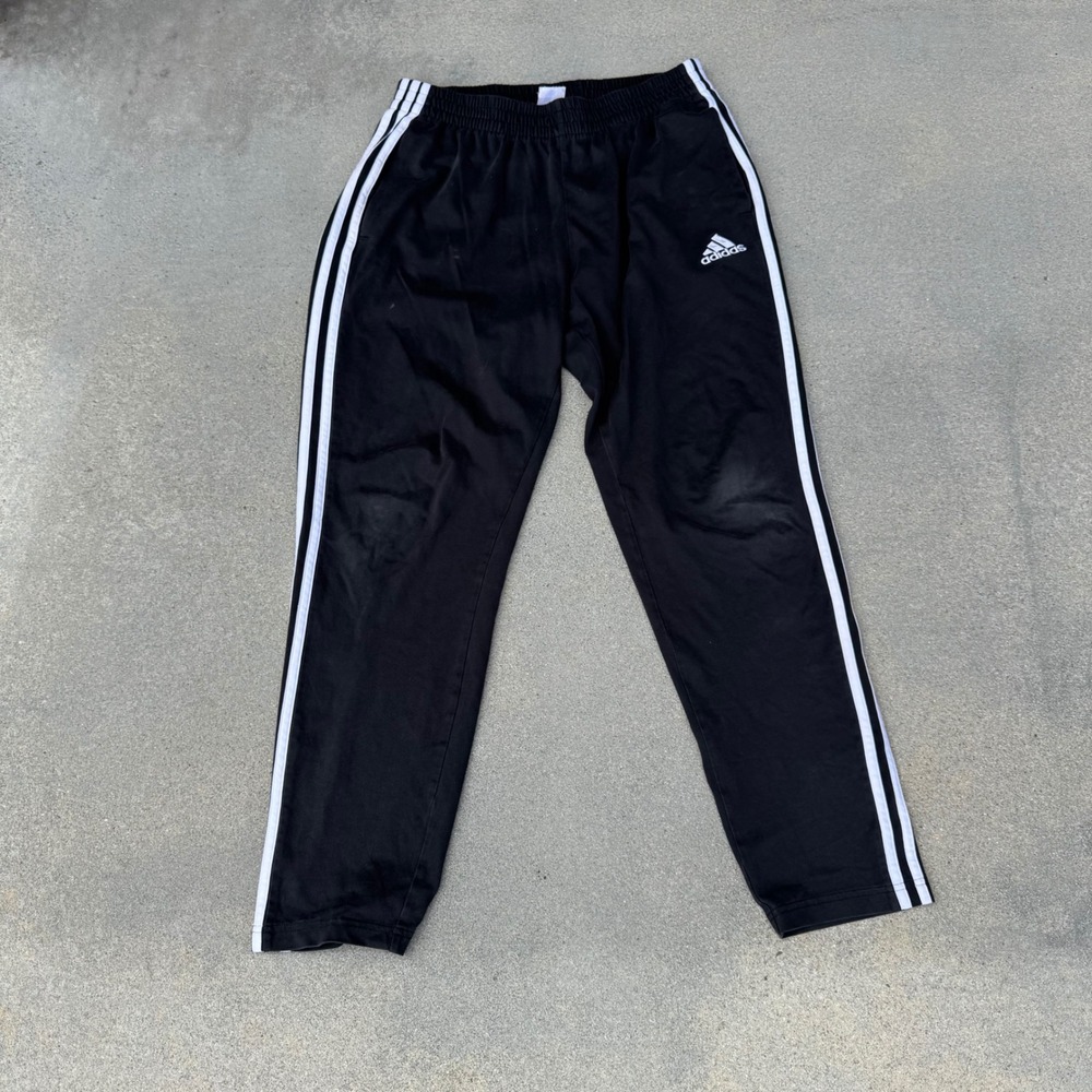 Adidas Mens Essentials‎ 3-Stripe Track Pants Black White Joggers Size L